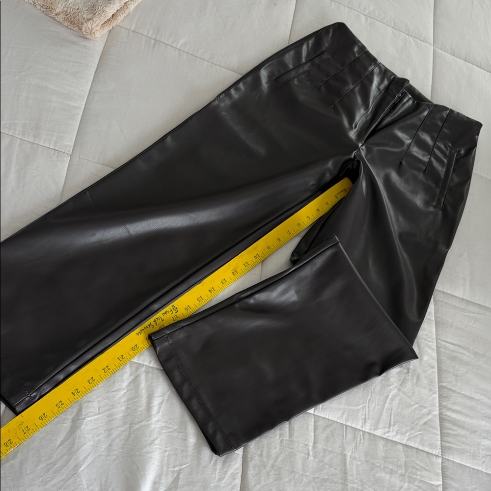 Pleather Women's PETITE grey Straight Leg Pants